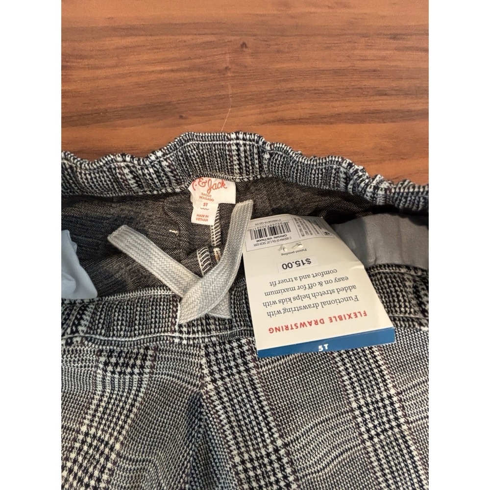 Lot Of 2 Boys' Houndstooth Print And Solid Black Pants - Cat & Jack Size 4/5T - Picture 7 of 12